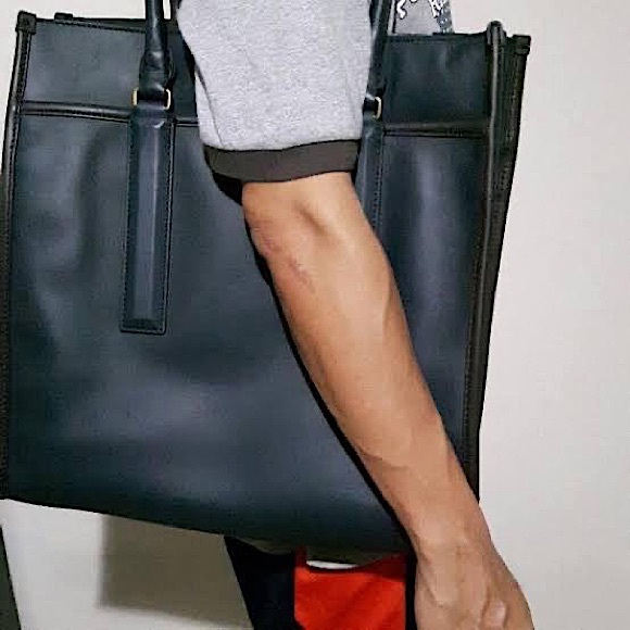 NWT! Coach Legacy Black Leather Unisex Laptop Tote - Picture 1 of 7